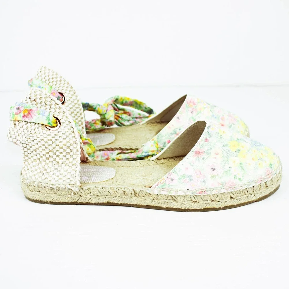 LoveShackFancy x Manebi Green Floral Ankle Wrap Straw Espadrilles - Picture 5 of 10